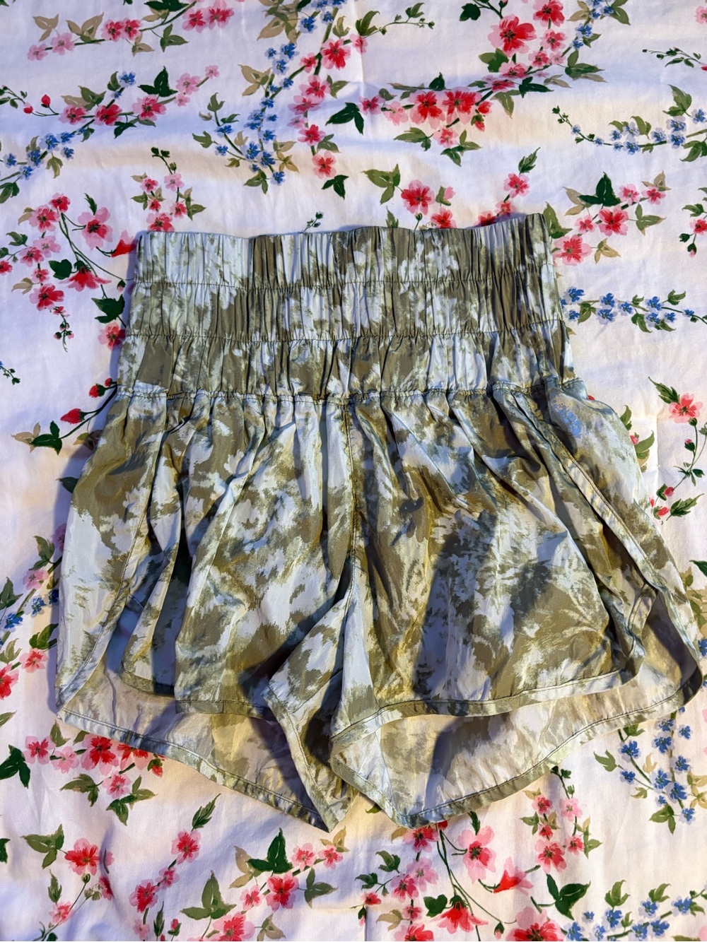Free People Olive Tie-Dye High-Rise Athletic Shorts